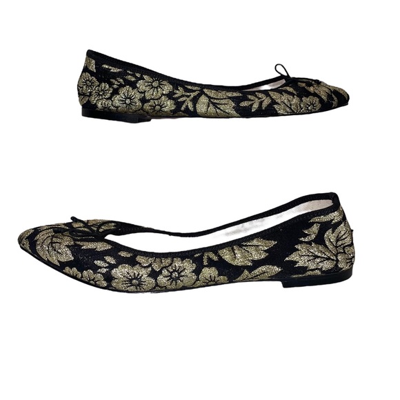NEW J CREW gold floral print and black pointy toe flats Ballet Shoes Size 6.5. - Picture 3 of 8